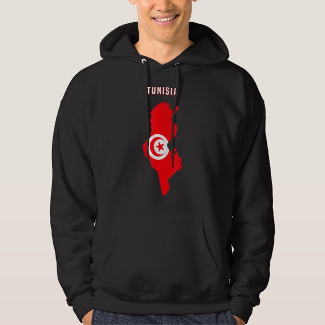 Veste À Capuche Drapeau Tunisien Intérieur Carte De Tunisie Tee (Devant)