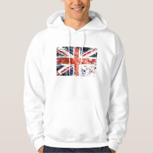 Veste À Capuche Drapeau vintage Union Jack UK dessin en détresse