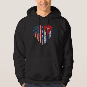 Veste À Capuche Drapeaux cubains américains Coeur États-Unis Cuba