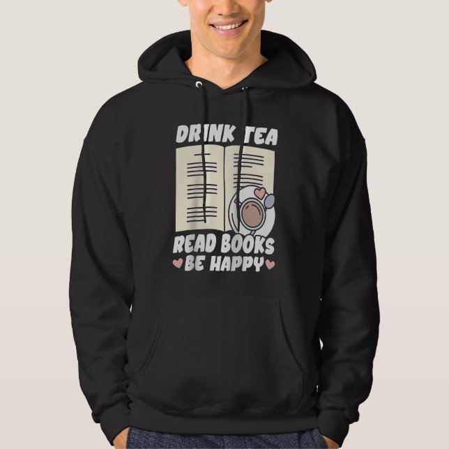 Veste À Capuche Drink Tea Read Books Be Happy Raglan Baseball (Devant)
