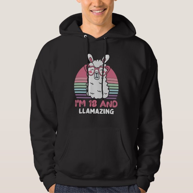 Veste À Capuche Drôle Adorable Llama 18e Anniversaire Cadeau Pour  (Devant)