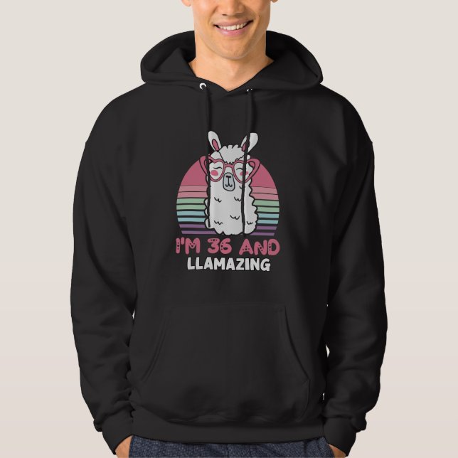 Veste À Capuche Drôle adorable Llama 36e cadeau d'anniversaire pou (Devant)