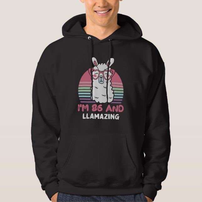 Veste À Capuche Drôle adorable Llama 86e cadeau d'anniversaire pou (Devant)
