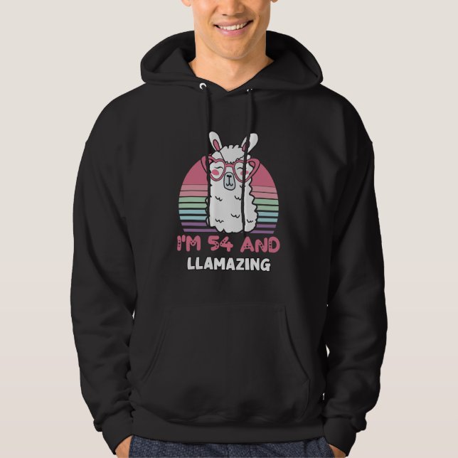 Veste À Capuche Drôle Adorable Llama Cadeau 54e Anniversaire Pour  (Devant)
