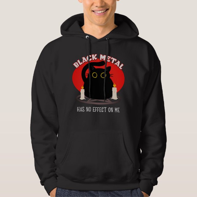 Veste À Capuche Drôle Black Metal Satanic Cat Cote (Devant)