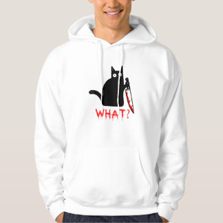 Veste À Capuche Drôle Chat Noir Meurtrier Quoi ? Tenir le couteau 