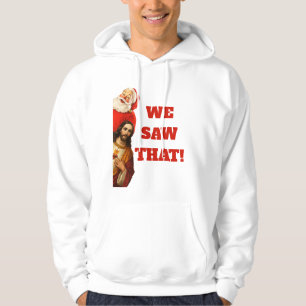 Veste À Capuche Drôle de design de Santa et Jésus “Nous avons vu ç
