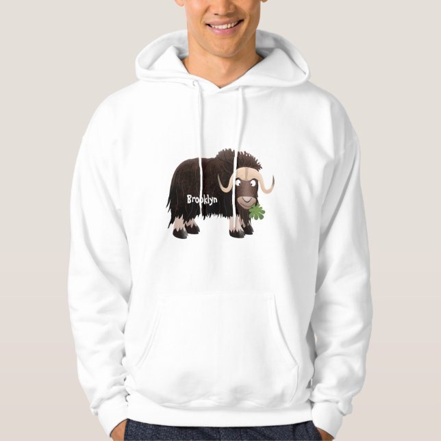 Veste À Capuche Drôle dessin animé de boeuf musqué (Devant)