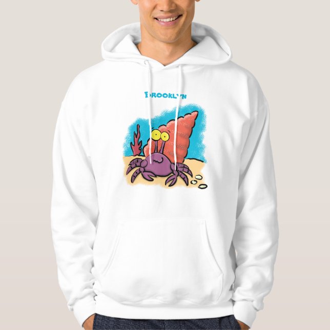 Veste À Capuche Drôle mignon caricature pourpre crabe ermite (Devant)