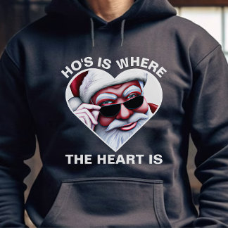 Veste À Capuche Drôle Père Noël Ho's est là où le coeur est la bla