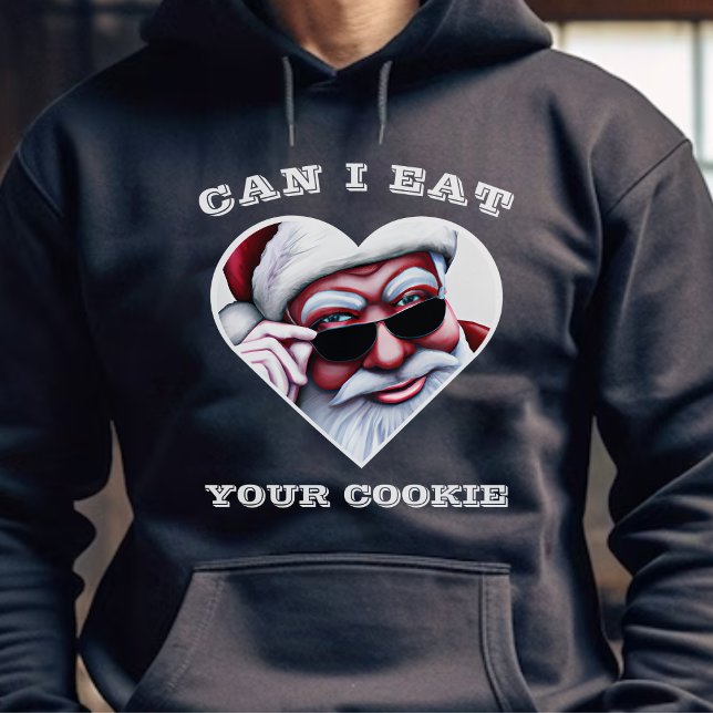 Veste À Capuche Drôle Père Noël Mange Ton Cookie Noël (Naughty Funny Santa Claus Eat Your Cookie Christmas Black Hoodie)