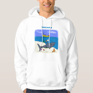 Veste À Capuche Drôle requin couché et dessin animé de pêche