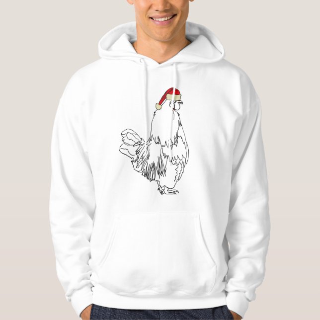 Veste À Capuche Drôle Rooster Festif dans le Casquette de Noël Coc (Devant)