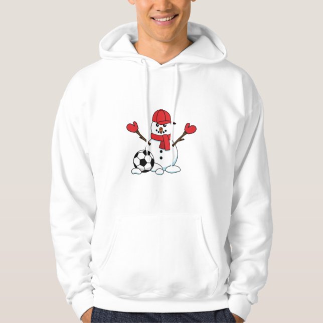 Veste À Capuche Drôle Snowman avec balle de football (Devant)