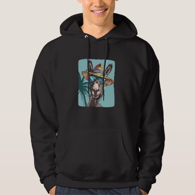 Veste À Capuche Drôle visage âne avec lunettes de soleil et Casque (Devant)
