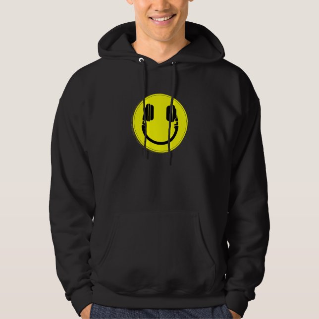 Veste À Capuche écouteurs dj face heureux edphone musique edm (Devant)