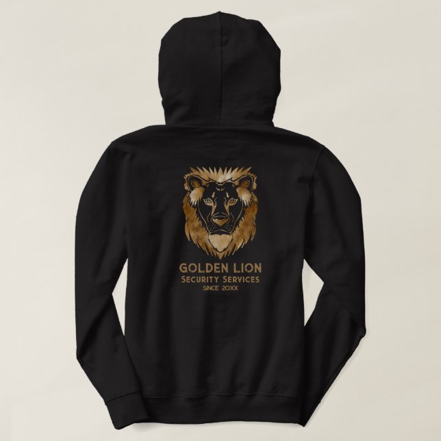 Veste À Capuche Élégant Black Gold Lion Services de sécurité (Design dos)