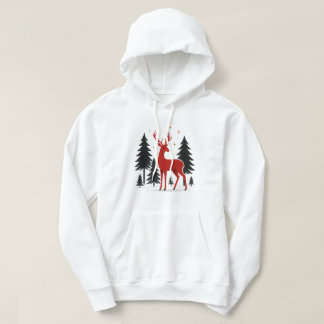 Veste À Capuche Elegant Red Deer Christmas Hoodie – Minimal Winter