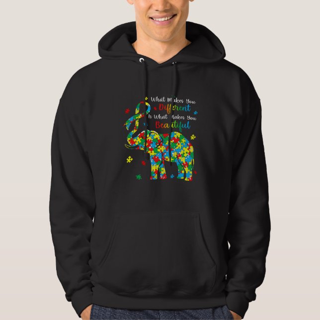 Veste À Capuche Elephant Puzzle What Makes You Different Autism Aw (Devant)
