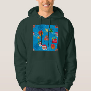 Veste À Capuche émoticône de Noël bleu