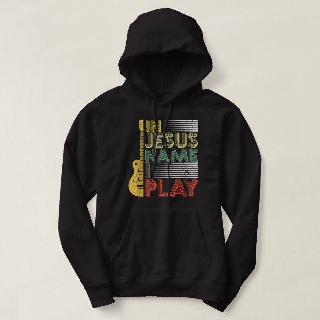 Veste À Capuche En Jésus Nom Je Joue Guitare Chrétien Amant Musiqu (Design devant)