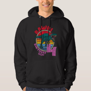 Veste À Capuche Enfants fille 4e anniversaire Rawr Tyrannosaurus R