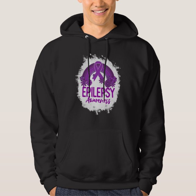 Veste À Capuche Epilepsy Awareness Bleached Rainbow Purple Ribbon (Devant)