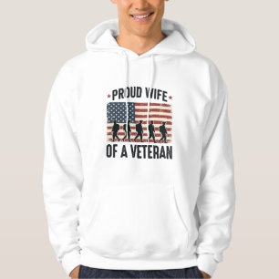 Veste À Capuche Épouse fière d'un vétéran design de t-shirt patrio