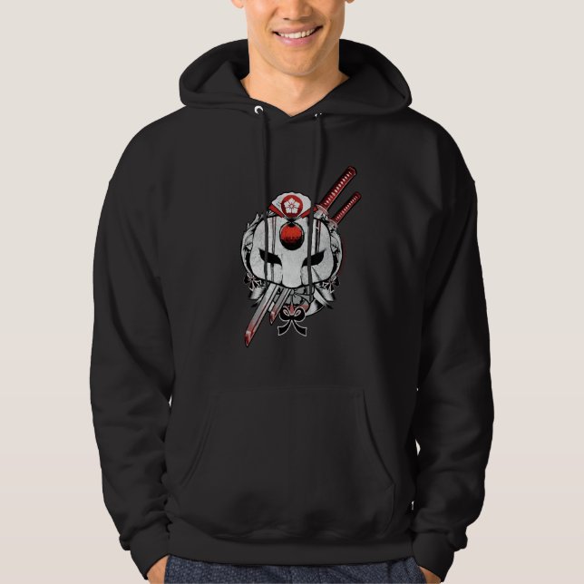Veste À Capuche Équipe de suicide | Katana Masque & Epées Tatouage (Devant)