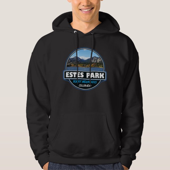 Veste À Capuche Estes Park Colorado Emblem d'art de voyage (Devant)