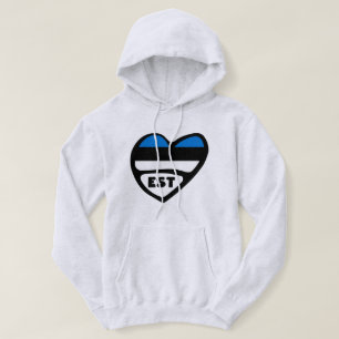 Veste À Capuche Estonie Code Pays Coeur Drapeau, EST