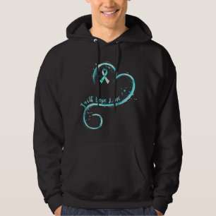 Veste À Capuche Faith Hope Love Turquoise Ruban Cervical Cancer Aw