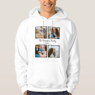 Veste À Capuche Famille personnalisée 4 photo collage modèle
