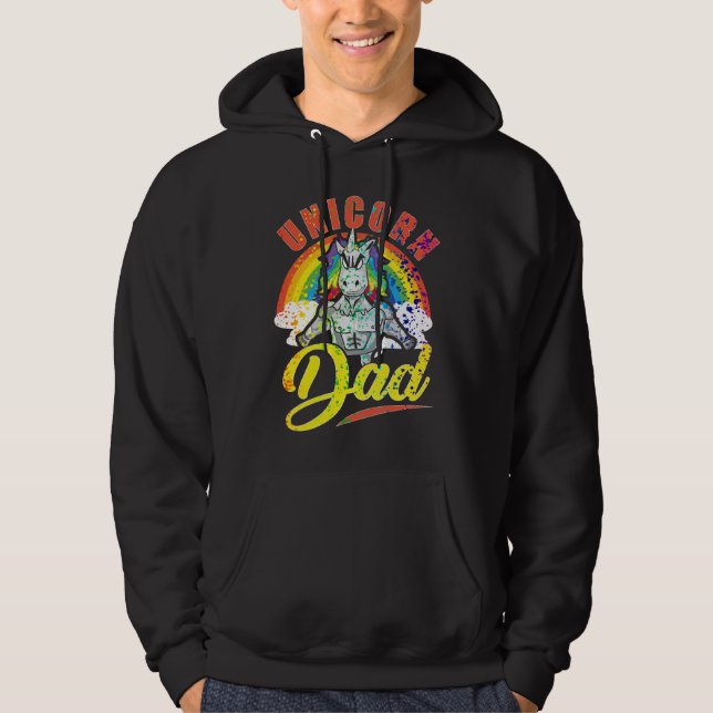 Veste À Capuche Fantastique Unicorn Dad Fatnon Rainbow Splatz (Devant)