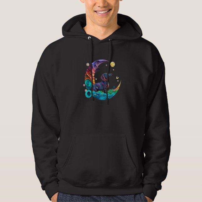 Veste À Capuche Fantasy Dachshund Dog Cute Crescent Moon Paper Art (Devant)