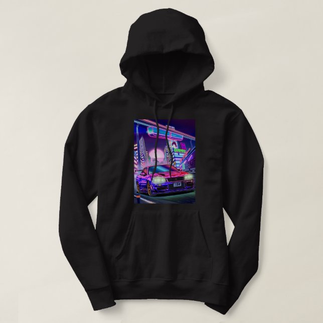 Veste À Capuche Femme Homme Nissan Skyline Gt-R R34 Vaporwave (Design devant)