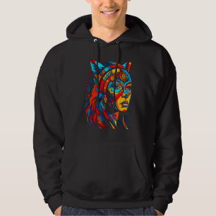 Veste À Capuche Femme Loup Tête Créative Amérindienne