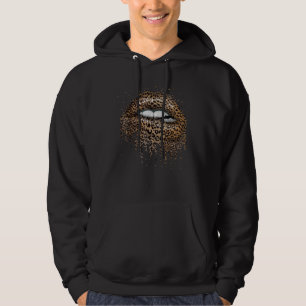 Veste À Capuche Femmes Cool lèvres Bite Kiss Me Empreinte de léopa