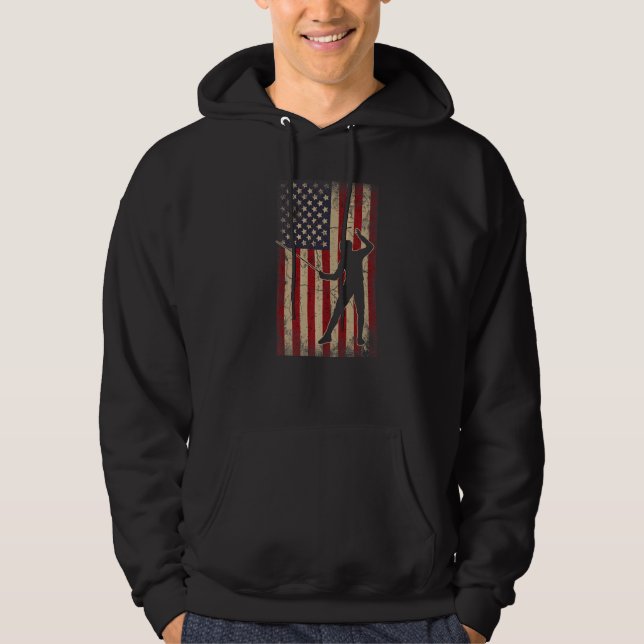 Veste À Capuche Fencer American Flag I Fière idée d'escrime (Devant)