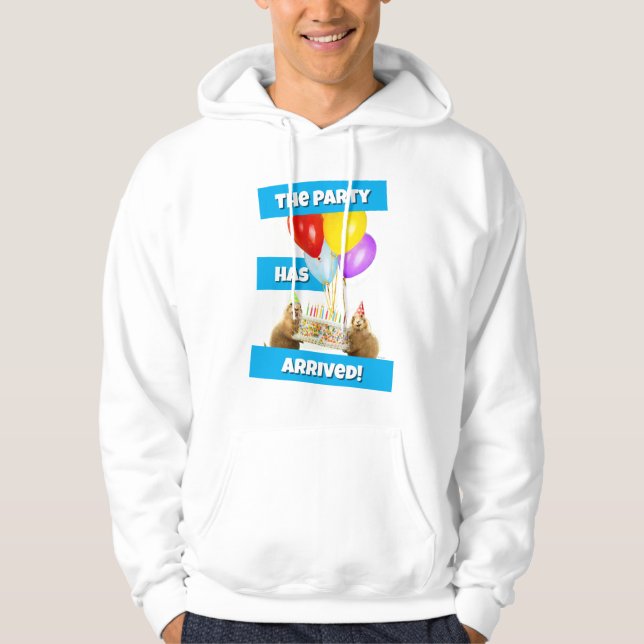 Veste À Capuche Fête d'anniversaire du chien de prairie (Devant)