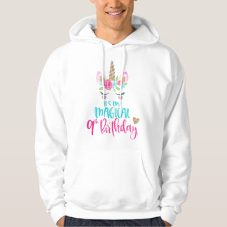 Veste À Capuche Fête d'anniversaire licorne 9 ans fille 9 ans