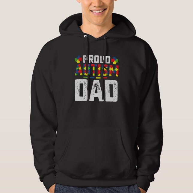 Veste À Capuche Fière Autisme Papa Sensibilisation Famille Autiste (Devant)