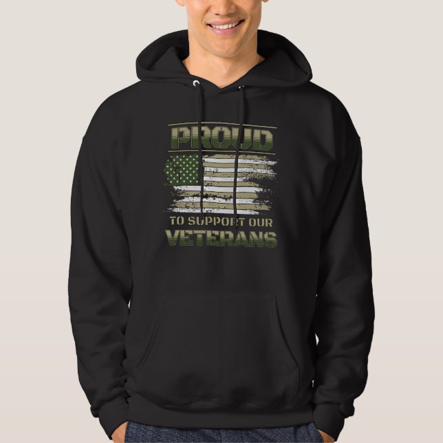 Veste À Capuche Fière D'Appuyer Nos Soldats Heureux (Devant)