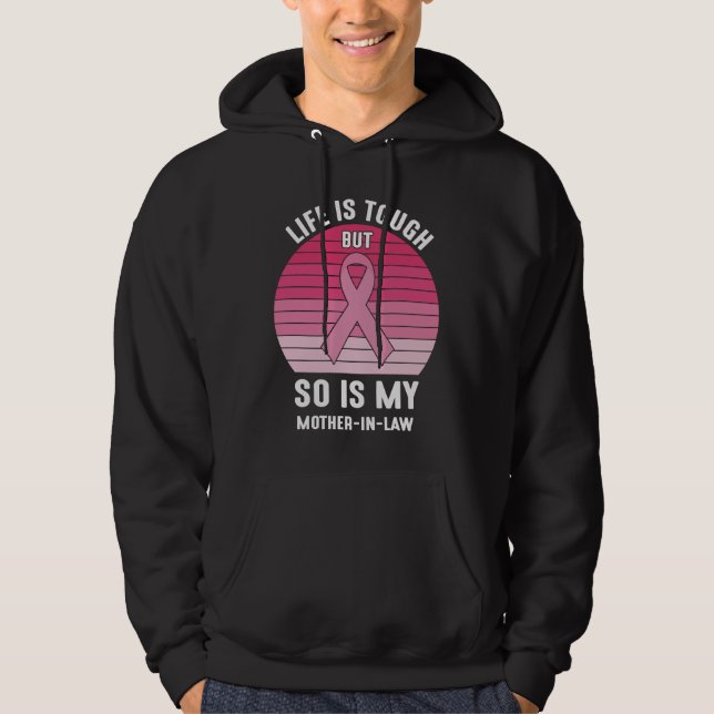 Veste À Capuche Fière famille Cancer du sein guerrière Mère-en-Bel (Devant)