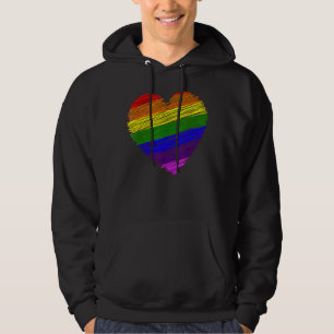 Veste À Capuche Fierté Drapeau J'aime Lgbt Rainbow Coloured Heart