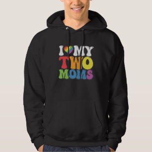 Veste À Capuche Fierté LGBT J'Aime Mes Deux Moms Soutien Lesbien G