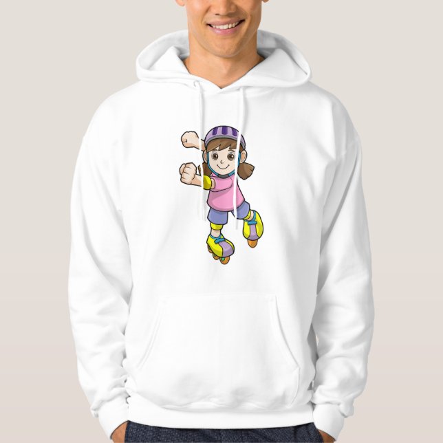 Veste À Capuche Fille comme patineur avec patins et casque (Devant)