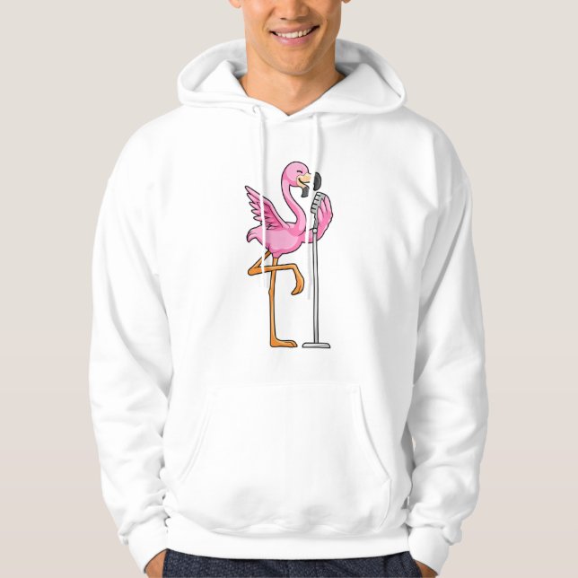Veste À Capuche Flamant rose à Chanter avec microphone (Devant)