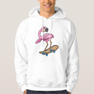 Veste À Capuche Flamant rose comme Patineur avec Skateboard