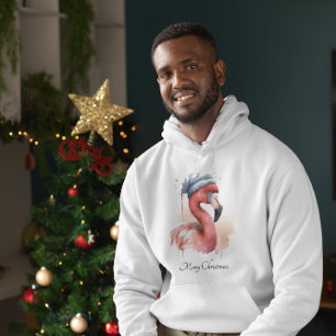 Veste À Capuche Flamant rose de Noël, personnalisable